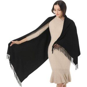 Womens Imported Wraps Winter Warm Large Soft Silky Scarf Pashmina Shawls (Black)